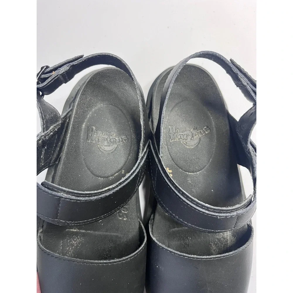 Dr. Martens Voss Black Hydro Leather Platform Sandals Womens 9 Adjustable Straps